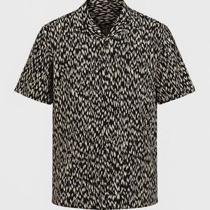 Men's Black and Tan Patterned Shirt